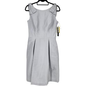 Alfred Sung Dupioni Cocktail Bridesmaid Dress in Dove Light Gray D626 Size 6